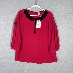 Disney Snow White Lace Blouse XL Smocked Puff Victorian Cottage Prairie Coquette